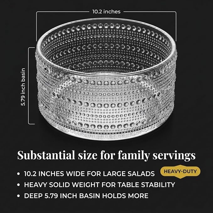 Godinger Serving Bowl, Crystal Glass Salad Bowl - Lumina
