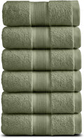 Springtree Home Luxury Bamboo Rayon Hand Towel Set | 6-Pack | Lily Green | 35% Bamboo Rayon - 65% Zero Twist Cotton | Absorbent Quick-Dry Towels for Bathroom | Ultra Soft | OEKO-TEX Standard 100