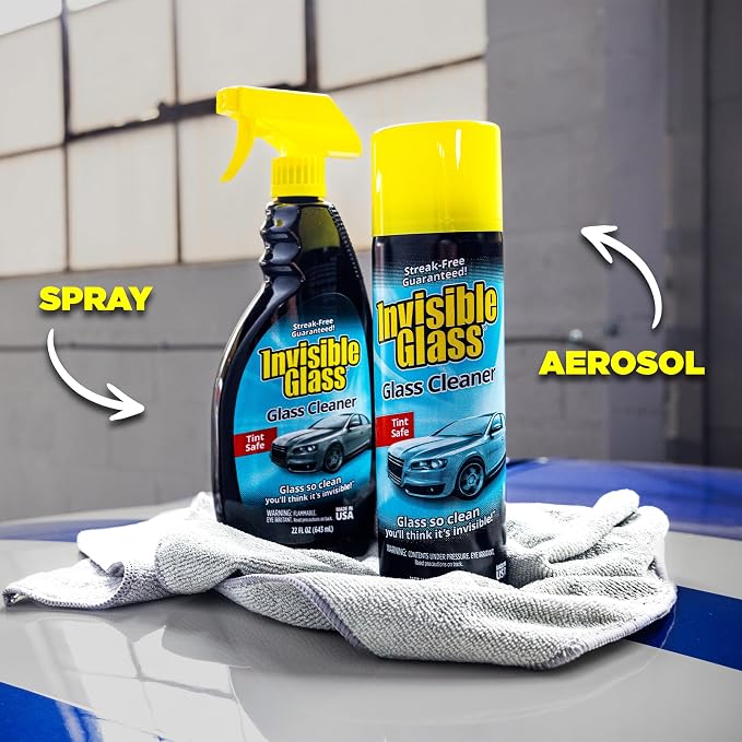 Invisible Glass 91164-12PK Premium Aerosol Glass and Window Cleaner for Auto and Home Cleans Glass, Windows, Windshields, and More, Streak-Free, Ammonia-Free, Tint-Safe, 19 oz (Pack of 12)