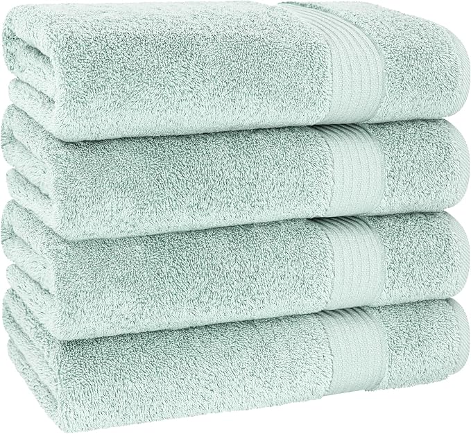 Cotton Paradise 100% Cotton Turkish Towel Set, Soft Absorbent Quick Dry, 4 Piece Bath Towel Set, Mint Green