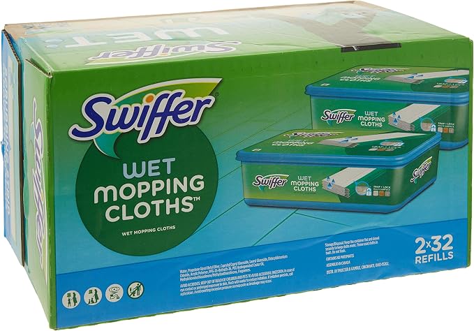 Swiffer Sweeper Wet Mopping Cloths Refills Open Window Fresh 32 Count Pack of 2
