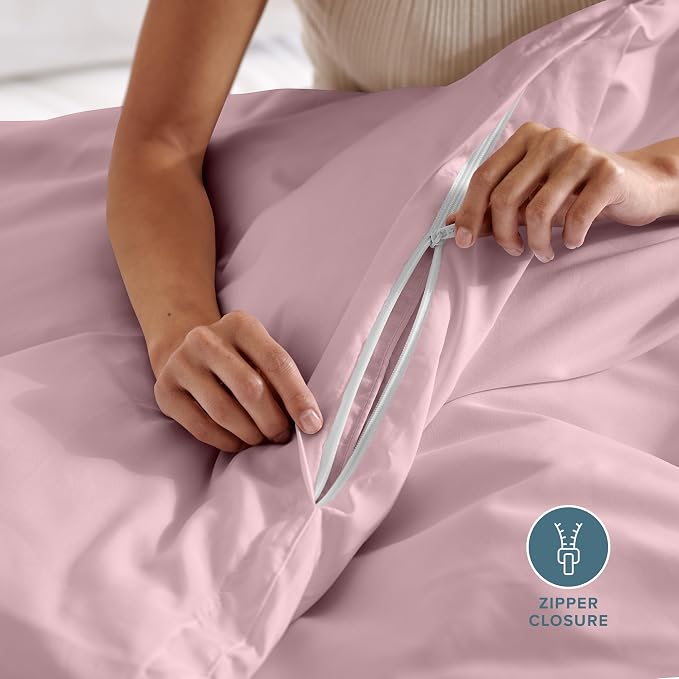 Bare Home Bedding Duvet Cover Queen Size - Premium 1800 Super Soft Collection - Lightweight, Cooling - Soft Breathable Bedding Duvet Cover (Queen, Dusty Pink)