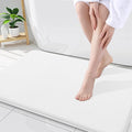 Smiry Memory Foam Bath Mat 34x21, Extra Soft and Absorbent Bathroom Mats, Non Slip Washable Carpet for Floor, Shower and Tub, White