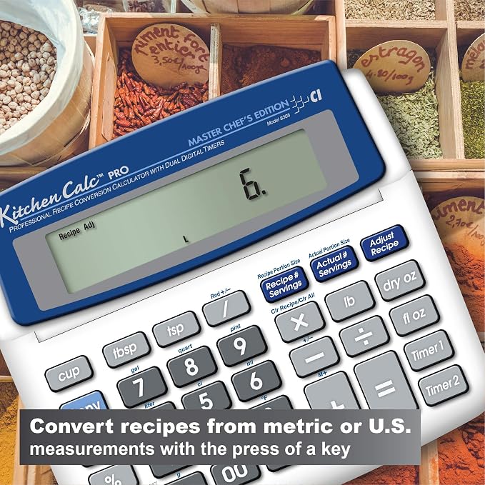Calculated Industries 8305 KitchenCalc PRO Recipe Conversion Calculator | Countertop Culinary Math Calc with 2 Timers for Recipe Scaling, Chefs, Bakers, Brewers, BBQers, Students & Home Cooks