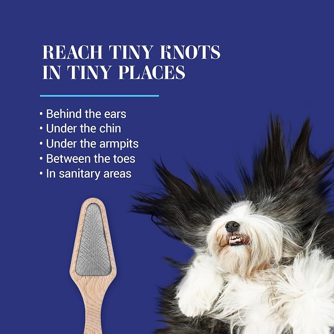 Chris Christensen Mark V Triangle Slicker Brush for Dogs, 12mm Pins, Groom Like a Pro, Handcrafted Lightweight Beechwood Ergonomic Handle, Stainless Steel Pins, A5V. Made in Germany.