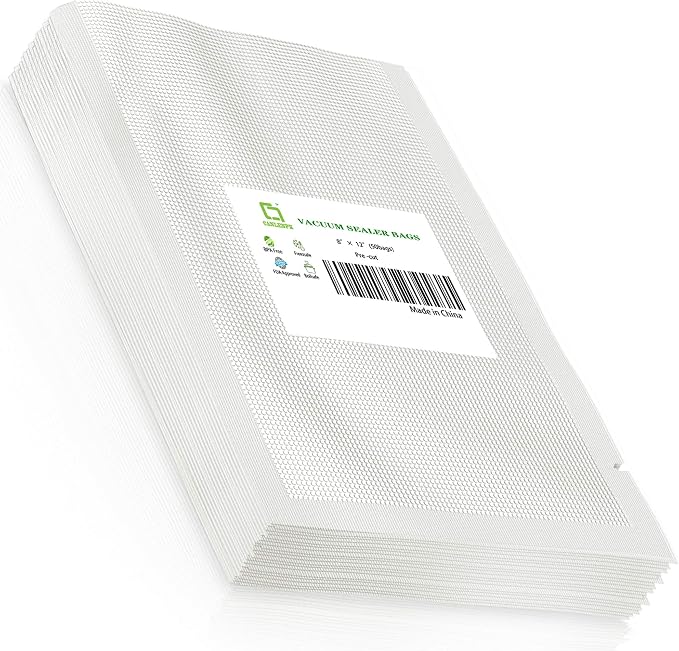CANLENPK 8x12 Inch/20x30cm Vacuum Sealer Bags food Storage,Keep Fresh Lock Nutrition,Sous Vide Bags Freezeable and Boilable Microwaveable(50 Bags)