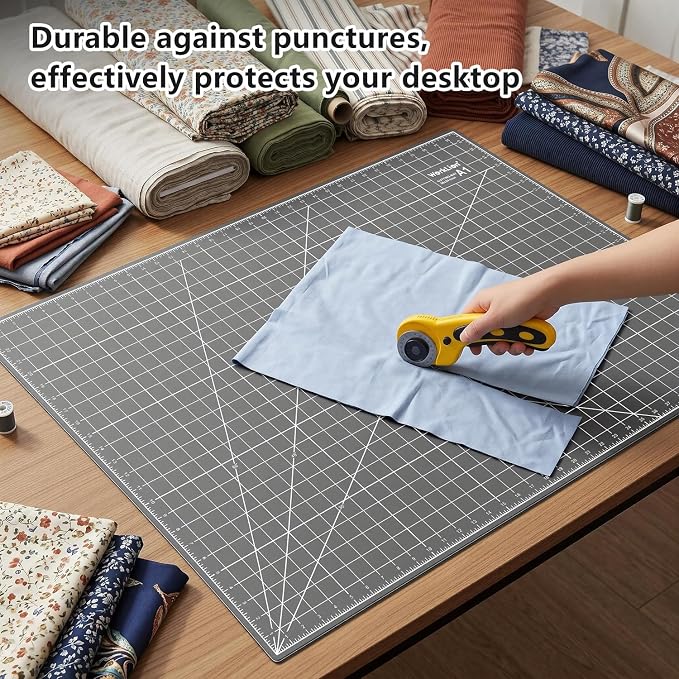 Self Healing Cutting Mat 24''x36'': Double-Sided 5-Ply Craft Cutting Board with Grid - Slip-Resistant Large Cutting Mat for Sewing, Fabric,Quilting, Crafts & Hobbies(Grey/Black)