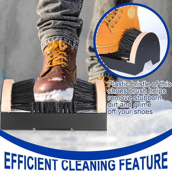 Sliner 4 Pieces Boot Brush Scraper Outdoor Shoe Cleaner for Mud Dirt | Heavy Duty Bristles, Entryway Doorway Placement, Removes Mud Snow Slush, Wood Plastic Build, Fast Cleaning on Sneakers Boot