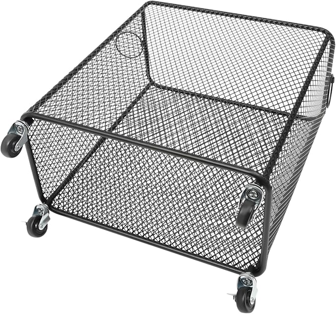 Laundry Hamper with Wheels, Rolling Laundry Basket Cart, Rectangular Metal Mesh Clothes Hamper with Metal Pull Handle for Laundry Room and Bedroom(Black, 16.9" x 9" x 17.7")