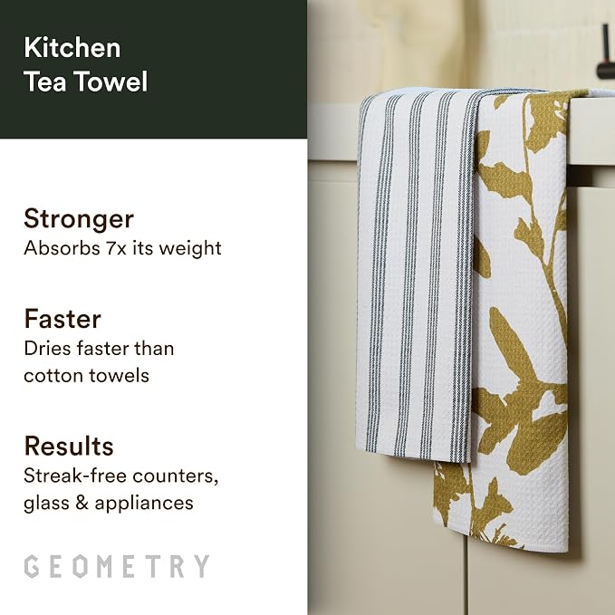GEOMETRY Kitchen Tea Towels - Quick Dry Microfiber Dish Towels for Kitchen - Marrow 18" x 30" - 1 Pack