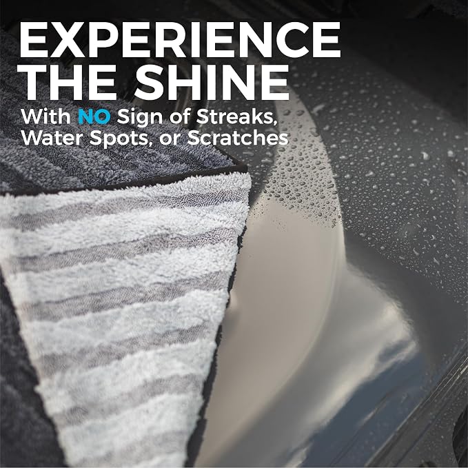The Rag Company Gauntlet Car Drying Towel, Ultra-Absorbent 70/30 Blend Korean Microfiber, Dries Vehicles Faster Without Scratching, 900 GSM, 30x36 Inches, Ice Grey/Grey, 2-Pack