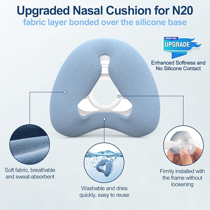 Upgraded Supplies for Airfit N20, Includes Head Strap, Frame, Nasal Cushion(L), Softer Nose Touching for Airtouch N20 Users, Secure Seal & Enhanced Comfort CPAP Supplies by MEDICOLOR, Large