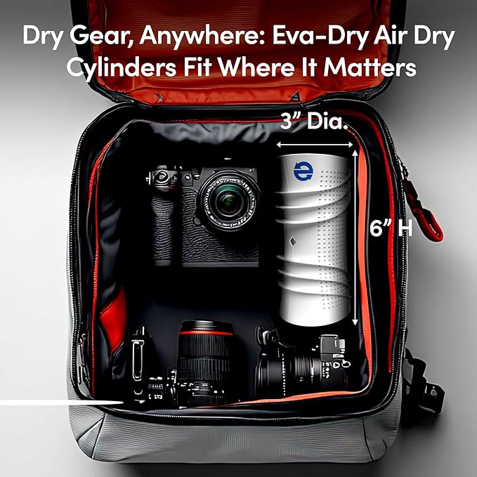 Eva-Dry EDV-365 Rechargeable Dehumidifier System | 2 Cylinders + Blower Base | One Works While One Renews | 2-Hour Renewal | Gun Safe, Closet, Boat, RV | Up to 400 Cu Ft