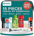 Men’s 15 Piece Hygiene Kit, Travel Size Toiletries Set with Clear Toiletry Bag, Carry On Essentials for Flights, Gym, Overnight Travel, Emergency Kit