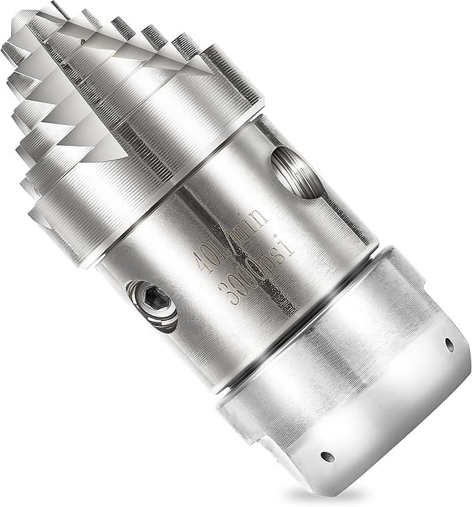 Tool Daily 3/8" NPT Sewer Jetter Rotating Nozzle, 40 L/Min, 3000 PSI | Pressure Washer Sewer Nozzle for Drain, Pipe Cleaning, Stainless Steel