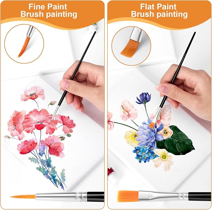 AROIC Small Paint Brushes Bulk,80 Pcs Black Nylon Hair Paint Brushes for Kids Flat Tip Round Acrylic Paint Brush Sets,Acrylic Paint Brush for Classroom Oil Watercolor Face Painting Touch Up