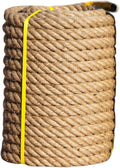 Natural Jute Rope, 1 Inch x 100 FT, 4-Strand Twisted Heavy Duty Hemp Rope for Porch Swing, Tug of War, Landscaping, Crafts and Nautical Decor