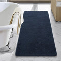 LOCHAS Luxury Bathroom Rug Shaggy Bath Mat 24 x 44 Inch, Navy | Washable Non Slip Bath Rugs for Bathroom Shower, Soft Plush Chenille Absorbent Carpets