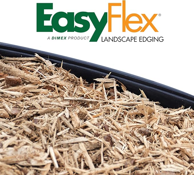 EasyFlex Heavy-Duty No-Dig Landscape Edging with Anchoring Spikes, 1.7 in. Tall Straight Top Commercial Grade Plastic Garden Border, 20 Foot Kit, Black