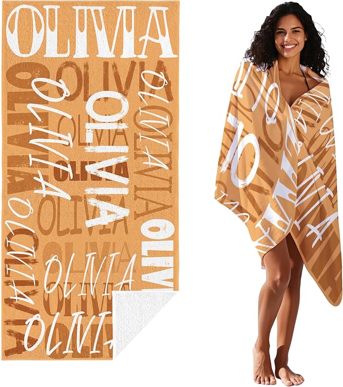 JML Personalized Beach Towel with Name, Custom Beach Towel with Name, Customized Microfiber Pool Towel, Quick Dry & Absorbent Swim Towel for Adult,Anniversary, Birthday, Summer Holiday,Vacation