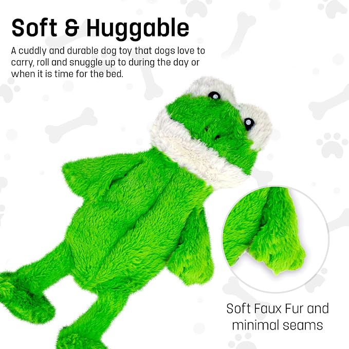 FGA MARKETPLACE Frog Flat NO Stuffing NO Squeak Plush Dog Toy, Funny Style Will Entertain Your Pet for Hours, Recommended for Small and Medium Dog 21 INCH Long
