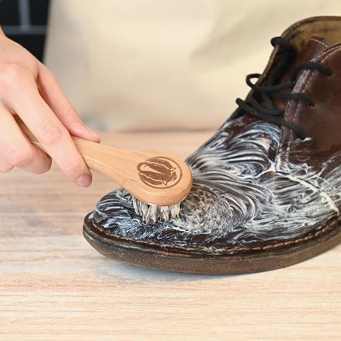 Leather Boot Care Kit - Made in USA (Not China) - Boot Oil, Waterproofer, Cleaning Scrub for Boots (Like Saddle Soap), Brushes and Cloth - Do NOT use Mink Oil (Love Animals) - All Natural Ingredients