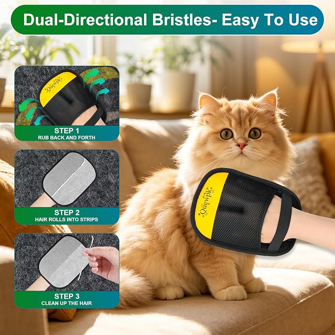 Reusable Electrostatic Pet Hair Removal Glove for Dog and Cat Fur | Pet Hair Remover for Laundry, Couch, Carpet, Clothing, Furniture, Car Seats; Dog Hair, Cat Hair and Lint Cleaner