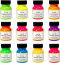 Angelus Neon Acrylic Leather Paint Set – 12 Vibrant Colors, 1 oz Each – Non-Toxic Leather, Canvas, Wood Paints for Customization and Crafting. Flexible, Mixable, Made In USA