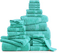 LANE LINEN 24 PCs 100% Cotton Bath Towels Set - Quick Dry, Ultra Soft & Ultra Absorbent - 4 Bath, 4 Fingertip, 6 Hand Towels, 8 Washcloths, 2 Bath Sheets - Home & Guest Bathroom Towels - Teal | Dorm Towel Set - Terry Weave Comfort, Soft & Long-Lasting,...