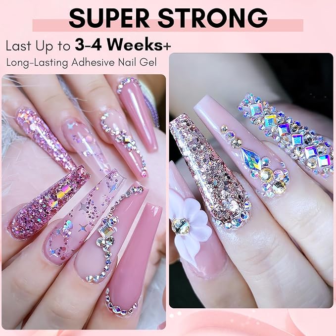 Makartt 15ml UV Rhinestone Glue Gel for Nail Gems and Charms | Medium Viscosity, DIY 3D Nail Art, Salon Rhinestone Looks, 120s UV Lamp Cure, Glitter, Pearls and Sequins