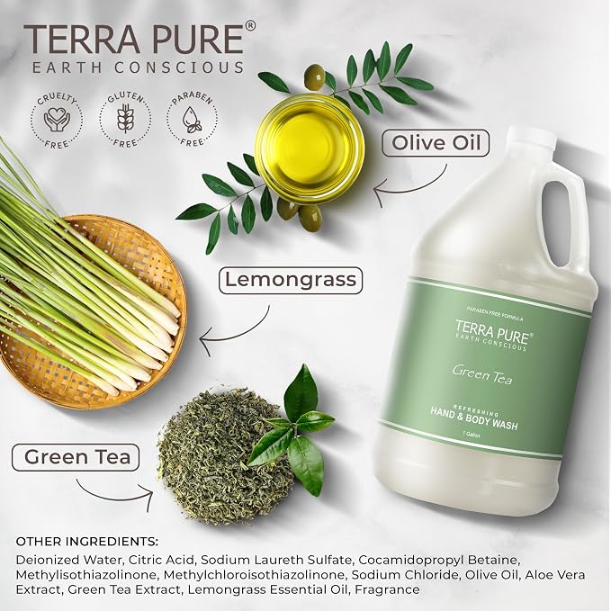 Terra Pure Hotel Body Wash/Hand Soap | One Gallon | Designed to Refill Soap Dispensers (Set of 1)