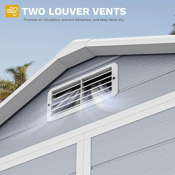 DWVO 6X4FT Resin Storage Shed with Reinforced Floor, Outdoor Storage Shed with Lockable Door, Window & Vents, Waterproof Plastic Tool Shed for Garden Backyard, Patio