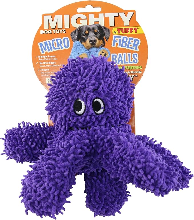 MIGHTY® 2 Pack Microfiber Medium Octopus Dog Toys | Ultra Durable Plush Toy with Multiple Layers & Reinforced Seams , Washable and Floats , Mighty® Construction