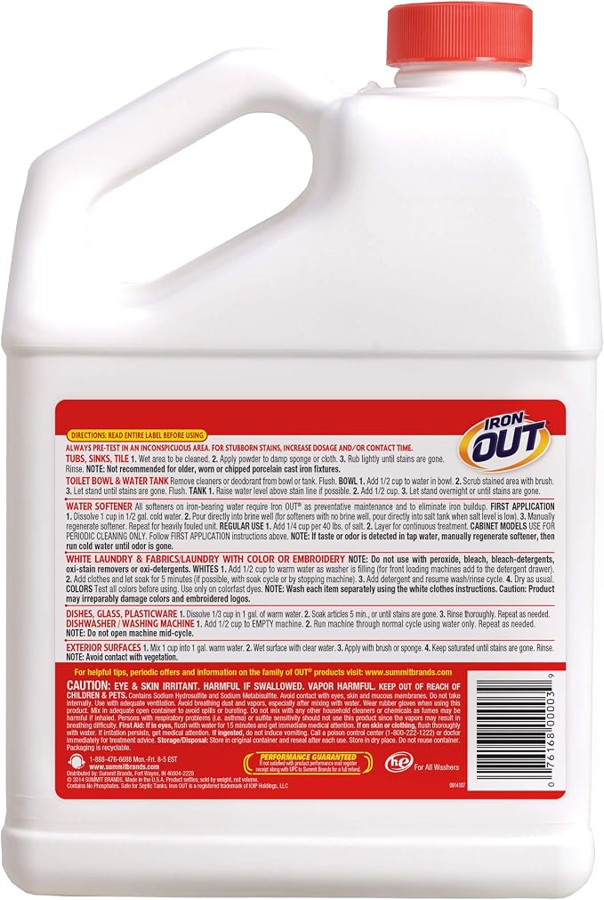 Iron OUT Powder Rust Stain Remover, Remove and Prevent Rust Stains in Bathrooms, Kitchens, Appliances, Laundry, and Outdoors, 9.5 Pound