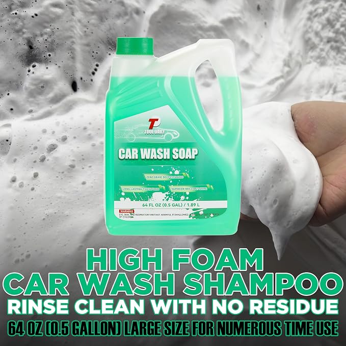 Tool Daily Short Pressure Washer Gun with Foam Cannon, Car Wash Soap 64 Oz, 5 Power Washer Nozzle Tips, 1/4 Inch Quick Connect