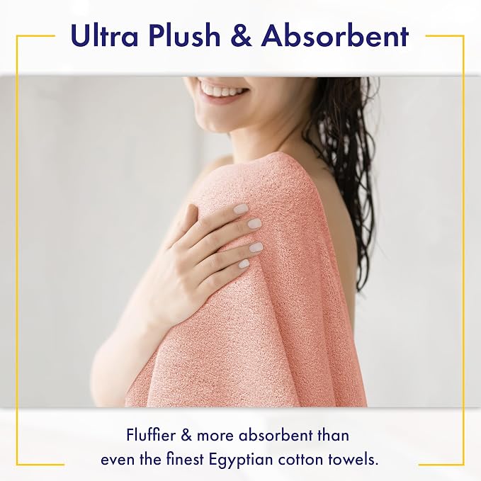 Alusa Home 100% Organic Zero-Twist Cotton Towels - GOTS Certified Luxury Bath Towels - Ultra Soft & Plush 700GSM Long-Staple Cotton - 6 Piece Towel Set (Blush Pink)