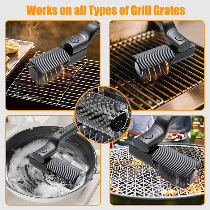 Electric Grill Brush Cordless Rechargeable BBQ Cleaner | 3-Speed Modes, 2600mah High-Torque Power, Rotary BBQ Scrubber, For Outdoor Stainless Steel Cast Iron Grates