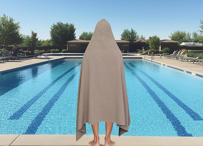 COTTON CRAFT Hooded Bath Towel for Adults – 2 Pack 100% Cotton Bath Sheet | Waffle Weave Oversized 35x70 inch Ringspun Terry Bath Wrap with a hood - Soft Super Absorbent Quick Dry – 450 GSM – Linen