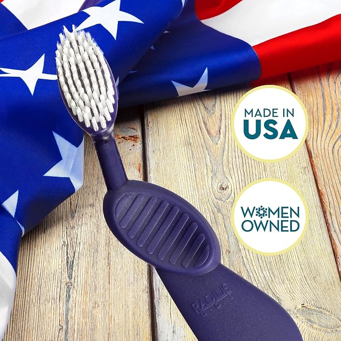 Radius Toothbrush, Flex Brush, Soft Bristles, Right Handed, Black Brush with White Bristles, BPA Free & ADA Accepted, Pack of 1 (Package May Vary)