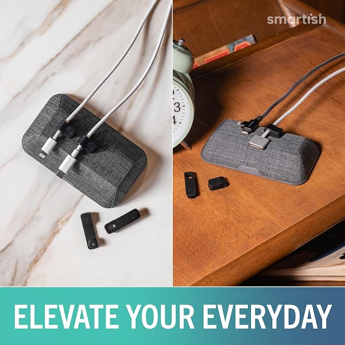 Smartish® Magnetic Cord Holder - Bigger Cable Wrangler Organizer with Magnet Clips for Charger Management on Desktop, Nightstand - Holds 6+ Cables - No. 2 Pencil Gray