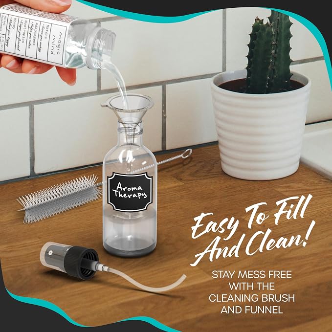 Nevlers Clear Glass Small Spray Bottle 2 Oz 48 Pack | Mini Travel Spray Bottle Set with Funnel, Brush, Marker & Labels | Face, Hair & Body Spritzer Bottles | Small Atomizer Mist Bottles for Perfume