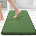 Smiry Memory Foam Bath Mat 30x20, Extra Soft and Absorbent Bathroom Mats, Non Slip Washable Carpet for Floor, Shower and Tub, Olive Green
