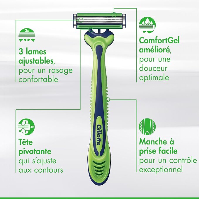 Gillette Sensor3 Sensitive Men's Disposable Razor, 12 Razors (Pack of 6)