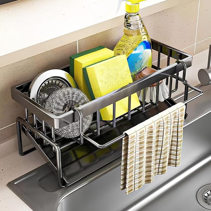 Multifunctional Kitchen Cleaning Accessories Storage Rack Bathroom Corner Storage Organizer Shelf Shower Caddy Bottle Holder for Hand Washing, Gel, Liquid, Sponge, Brush, Dish Cloth Rack(1pcs