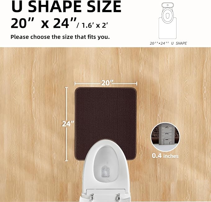 TYUU Toilet Rug, Thin Toilet Rugs U Shaped Washable Non Slip Absorbent Quick Dry Low Pile Toilet Mat, Brown 20"x24" U Shape