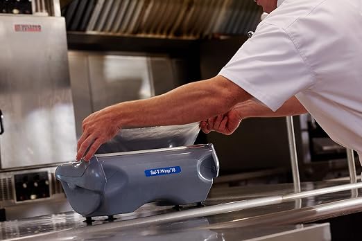 San Jamar Saf-T-Wrap Plastic Wrap and Foil Dispenser for Commercial Kitchens, Bakeries, And Restaurants, Plastic, 18 Inches, Gray