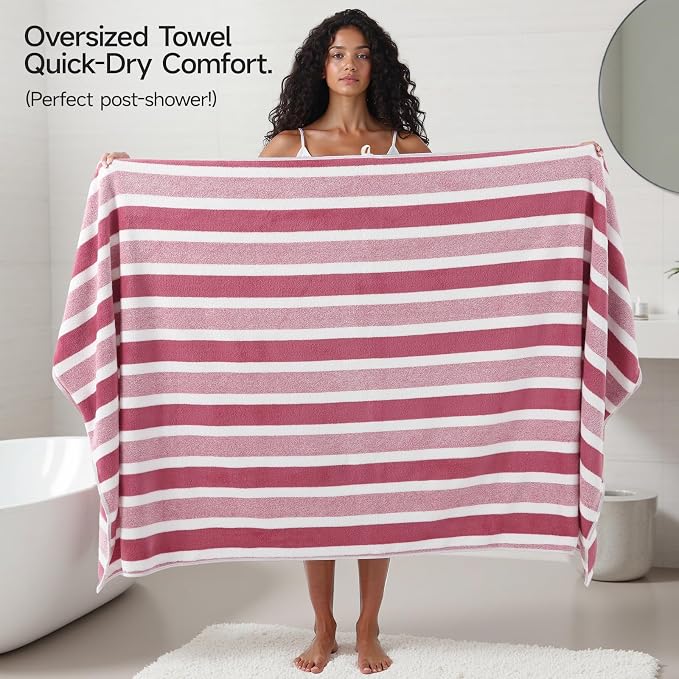 REDKISS 6-Piece Microfiber Bath Towel Set, Ultra Soft, Highly Absorbent & Quick Dry, 35x70 Inch Oversized, Pinkish red Towels for Bathroom, Spa, Gym, 2 Bath 2 Hand 2 Washcloths -