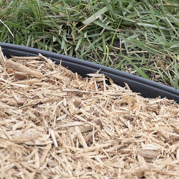 EasyFlex Heavy-Duty No-Dig Landscape Edging with Anchoring Spikes, 1.7 in. Tall Straight Top Commercial Grade Plastic Garden Border, Pack of (6) 40 ft. Coils, Black (3100-40C-6) 240 Foot