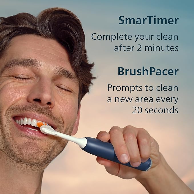 Philips Sonicare 7300 Series Electric Toothbrush - Next-Generation Sonicare Technology, Pressure Sensor, 12 Brushing Settings, SmarTimer, 21-Day Runtime, Travel Case, Navy Blue, HX7423/05