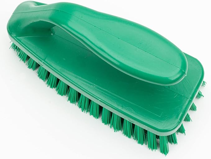SPARTA Scrub Brush with Iron Shaped Handle and Stiff Bristles, Heavy Duty Scrubber Brush for Kitchen, Bathroom, Shower, Tile, Sink, Carpet and Bakepans, Polypropylene, 6 Inches, Green
